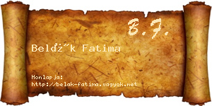 Belák Fatima névjegykártya